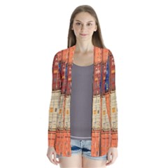 Blue White Orange And Brown Container Van Drape Collar Cardigan by Amaryn4rt