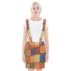 Blue White Orange And Brown Container Van Braces Suspender Skirt by Amaryn4rt