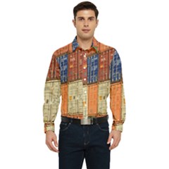 Blue White Orange And Brown Container Van Men s Long Sleeve  Shirt by Amaryn4rt