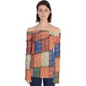 Blue White Orange And Brown Container Van Off Shoulder Long Sleeve Top View1