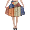 Blue White Orange And Brown Container Van Flared Midi Skirt View1