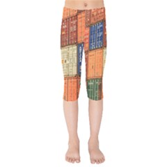 Blue White Orange And Brown Container Van Kids  Capri Leggings  by Amaryn4rt