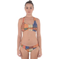 Blue White Orange And Brown Container Van Cross Back Hipster Bikini Set by Amaryn4rt