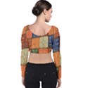 Blue White Orange And Brown Container Van Velvet Long Sleeve Crop Top View2