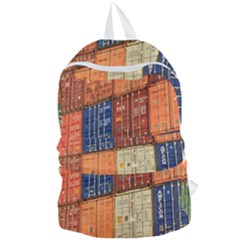 Blue White Orange And Brown Container Van Foldable Lightweight Backpack by Amaryn4rt