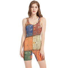 Blue White Orange And Brown Container Van Women s Wrestling Singlet by Amaryn4rt