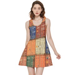 Blue White Orange And Brown Container Van Inside Out Reversible Sleeveless Dress by Amaryn4rt