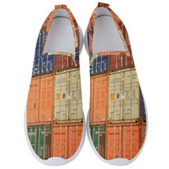 Blue White Orange And Brown Container Van Men s Slip On Sneakers by Amaryn4rt