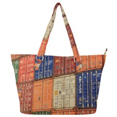 Blue White Orange And Brown Container Van Full Print Shoulder Bag