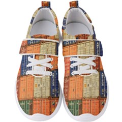 Blue White Orange And Brown Container Van Men s Velcro Strap Shoes by Amaryn4rt