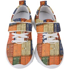 Blue White Orange And Brown Container Van Kids  Velcro Strap Shoes by Amaryn4rt