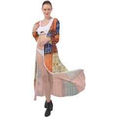 Blue White Orange And Brown Container Van Maxi Chiffon Beach Wrap by Amaryn4rt