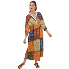 Blue White Orange And Brown Container Van Grecian Style  Maxi Dress by Amaryn4rt