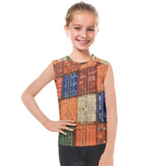 Blue White Orange And Brown Container Van Kids  Mesh Tank Top by Amaryn4rt