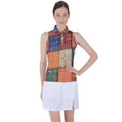 Blue White Orange And Brown Container Van Women s Sleeveless Polo T-shirt by Amaryn4rt