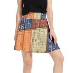 Blue White Orange And Brown Container Van Waistband Skirt by Amaryn4rt