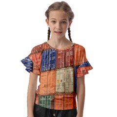 Blue White Orange And Brown Container Van Kids  Cut Out Flutter Sleeves by Amaryn4rt