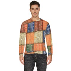 Blue White Orange And Brown Container Van Men s Fleece Sweatshirt