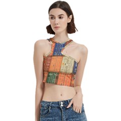 Blue White Orange And Brown Container Van Cut Out Top by Amaryn4rt