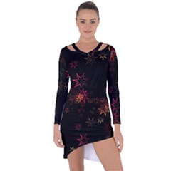 Christmas Background Motif Star Asymmetric Cut-out Shift Dress by Amaryn4rt