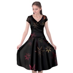 Christmas Background Motif Star Cap Sleeve Wrap Front Dress by Amaryn4rt