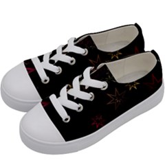 Christmas Background Motif Star Kids  Low Top Canvas Sneakers