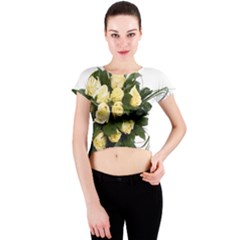 Bouquet Flowers Roses Decoration Crew Neck Crop Top by Amaryn4rt