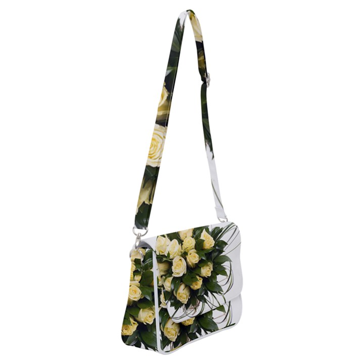 Bouquet Flowers Roses Decoration Shoulder Bag with Back Zipper