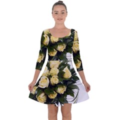 Bouquet Flowers Roses Decoration Quarter Sleeve Skater Dress by Amaryn4rt