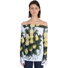 Bouquet Flowers Roses Decoration Off Shoulder Long Sleeve Top by Amaryn4rt