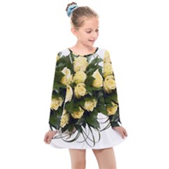 Bouquet Flowers Roses Decoration Kids  Long Sleeve Dress by Amaryn4rt