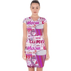 Coffee Cup Lettering Coffee Cup Capsleeve Drawstring Dress  by Amaryn4rt