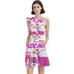 Coffee Cup Lettering Coffee Cup Cocktail Party Halter Sleeveless Dress With Pockets by Amaryn4rt