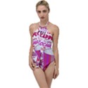 Coffee Cup Lettering Coffee Cup Go with the Flow One Piece Swimsuit View1