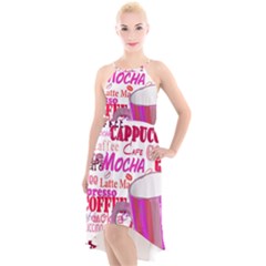 Coffee Cup Lettering Coffee Cup High-low Halter Chiffon Dress  by Amaryn4rt