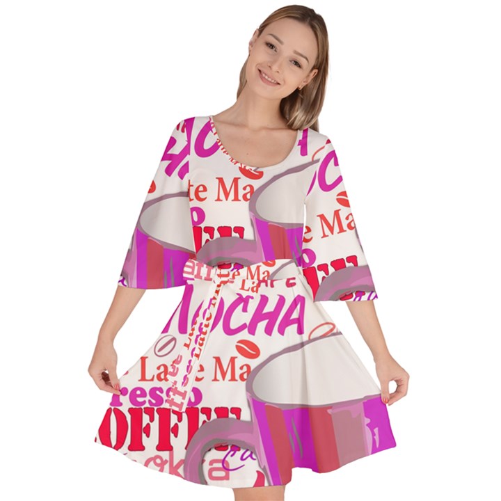 Coffee Cup Lettering Coffee Cup Velour Kimono Dress