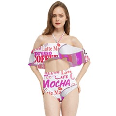 Coffee Cup Lettering Coffee Cup Halter Flowy Bikini Set  by Amaryn4rt