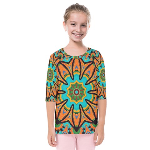 Color Abstract Pattern Structure Kids  Quarter Sleeve Raglan T-shirt by Amaryn4rt