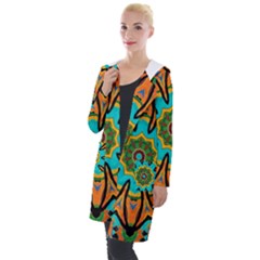 Color Abstract Pattern Structure Hooded Pocket Cardigan by Amaryn4rt