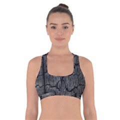 Coal Charred Tree Pore Black Cross Back Sports Bra by Amaryn4rt