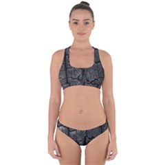 Coal Charred Tree Pore Black Cross Back Hipster Bikini Set