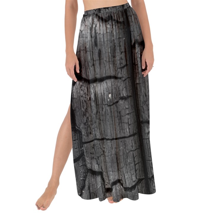 Coal Charred Tree Pore Black Maxi Chiffon Tie-Up Sarong