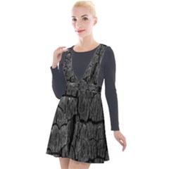 Coal Charred Tree Pore Black Plunge Pinafore Velour Dress by Amaryn4rt