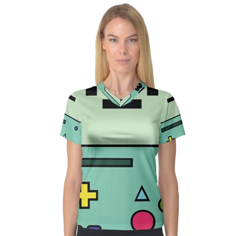 Adventure Time Beemo Bmo Illustration Cartoons V-neck Sport Mesh T-shirt by Sarkoni