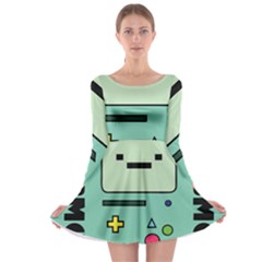 Adventure Time Beemo Bmo Illustration Cartoons Long Sleeve Skater Dress by Sarkoni