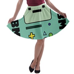 Adventure Time Beemo Bmo Illustration Cartoons A-line Skater Skirt by Sarkoni