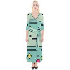 Adventure Time Beemo Bmo Illustration Cartoons Quarter Sleeve Wrap Maxi Dress by Sarkoni