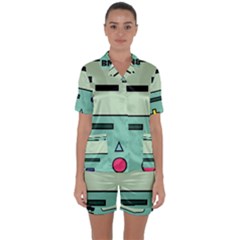 Adventure Time Beemo Bmo Illustration Cartoons Satin Short Sleeve Pajamas Set by Sarkoni