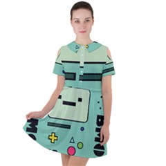 Adventure Time Beemo Bmo Illustration Cartoons Short Sleeve Shoulder Cut Out Dress  by Sarkoni