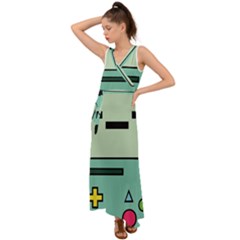 Adventure Time Beemo Bmo Illustration Cartoons V-neck Chiffon Maxi Dress by Sarkoni